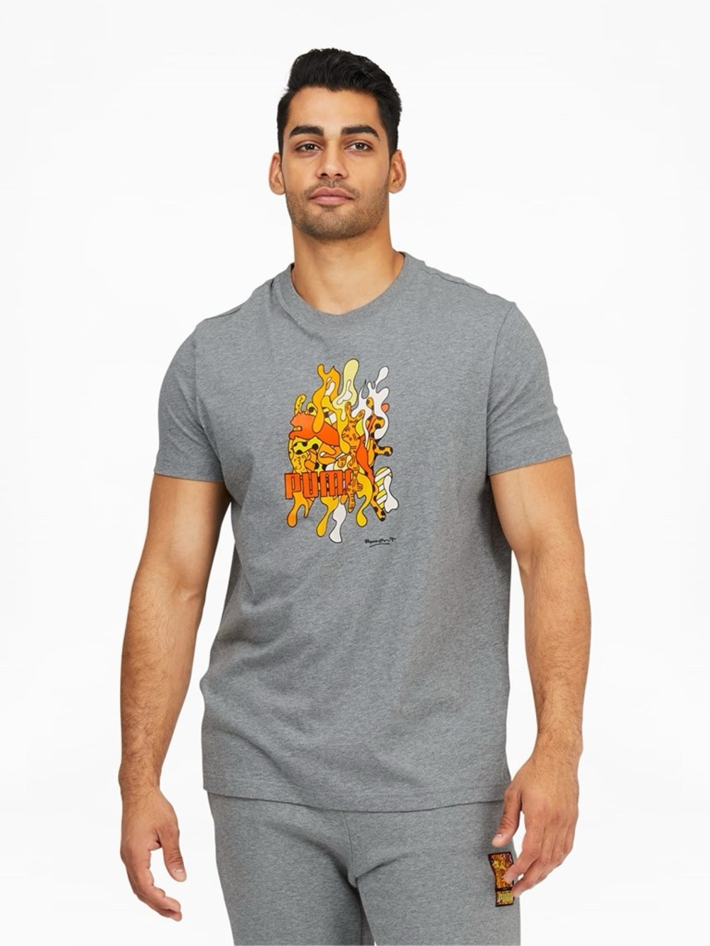 PUMA x Britto T-shirt Short Sleeves Graphic Art Grey Multicolor Size XL